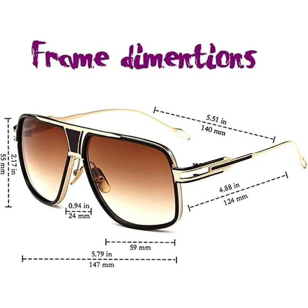 Aviator Sunglasses Mens Gold Frame Brown Lens Fashion Designer Shades Lentes New